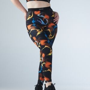 NEW Savage X Fenty Fast Lane Black Caviar Up In Flames High Waist Legging Medium